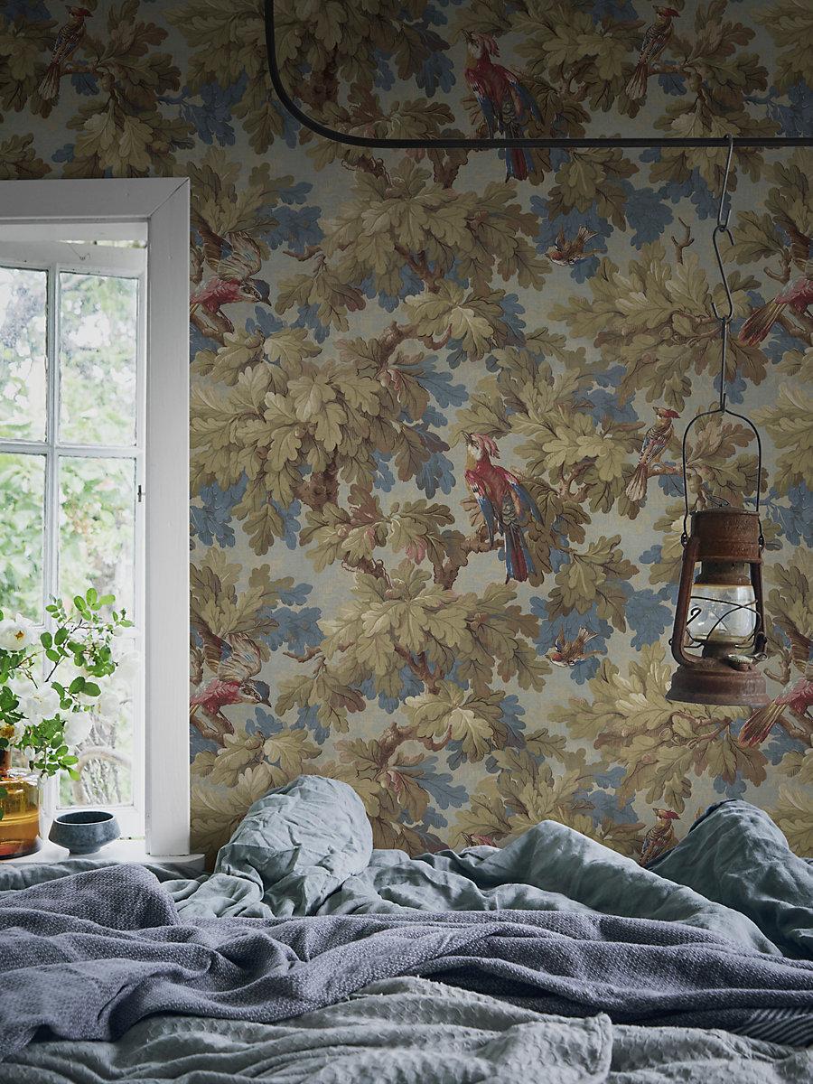 Scalamandre Benjamin | Mural Forest Green Wallpaper