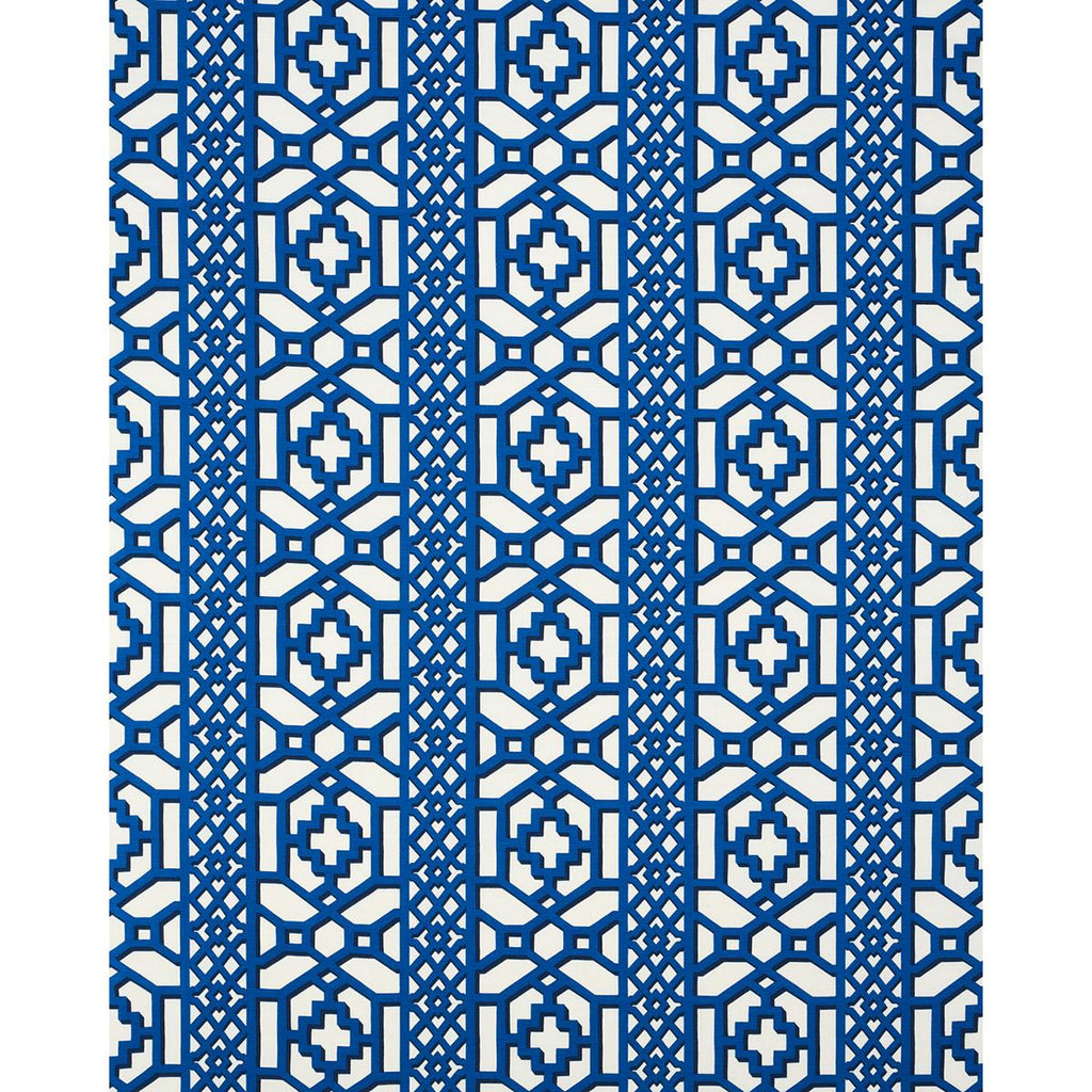 Schumacher Zanzibar Trellis Navy Fabric