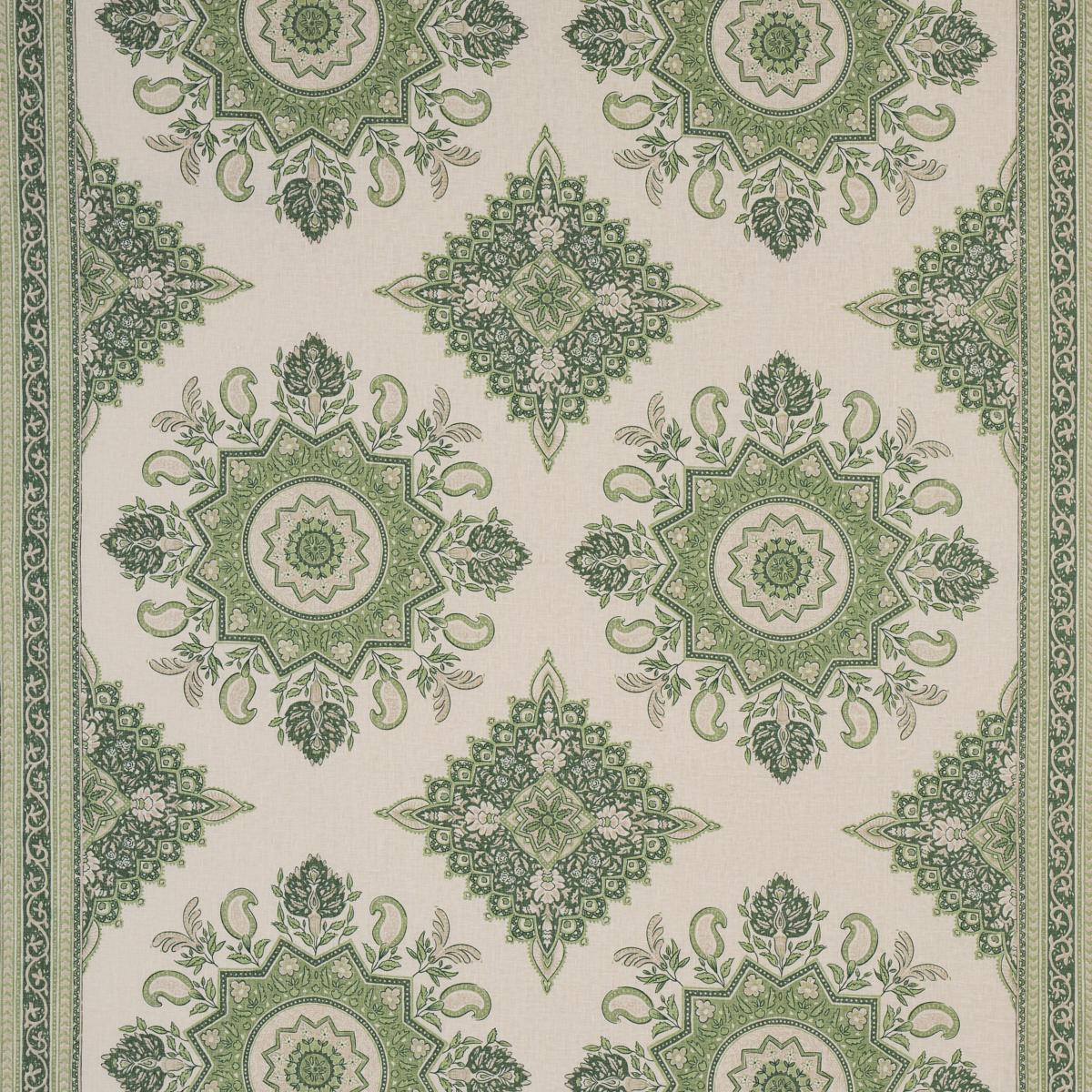 Schumacher Montecito Medallion Leaf Green Fabric