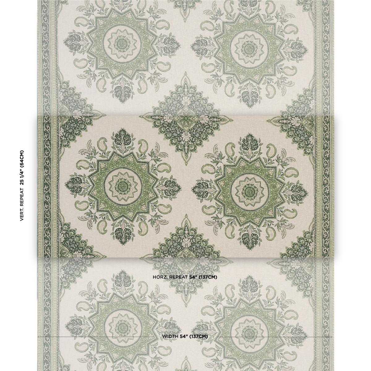 Schumacher Montecito Medallion Leaf Green Fabric