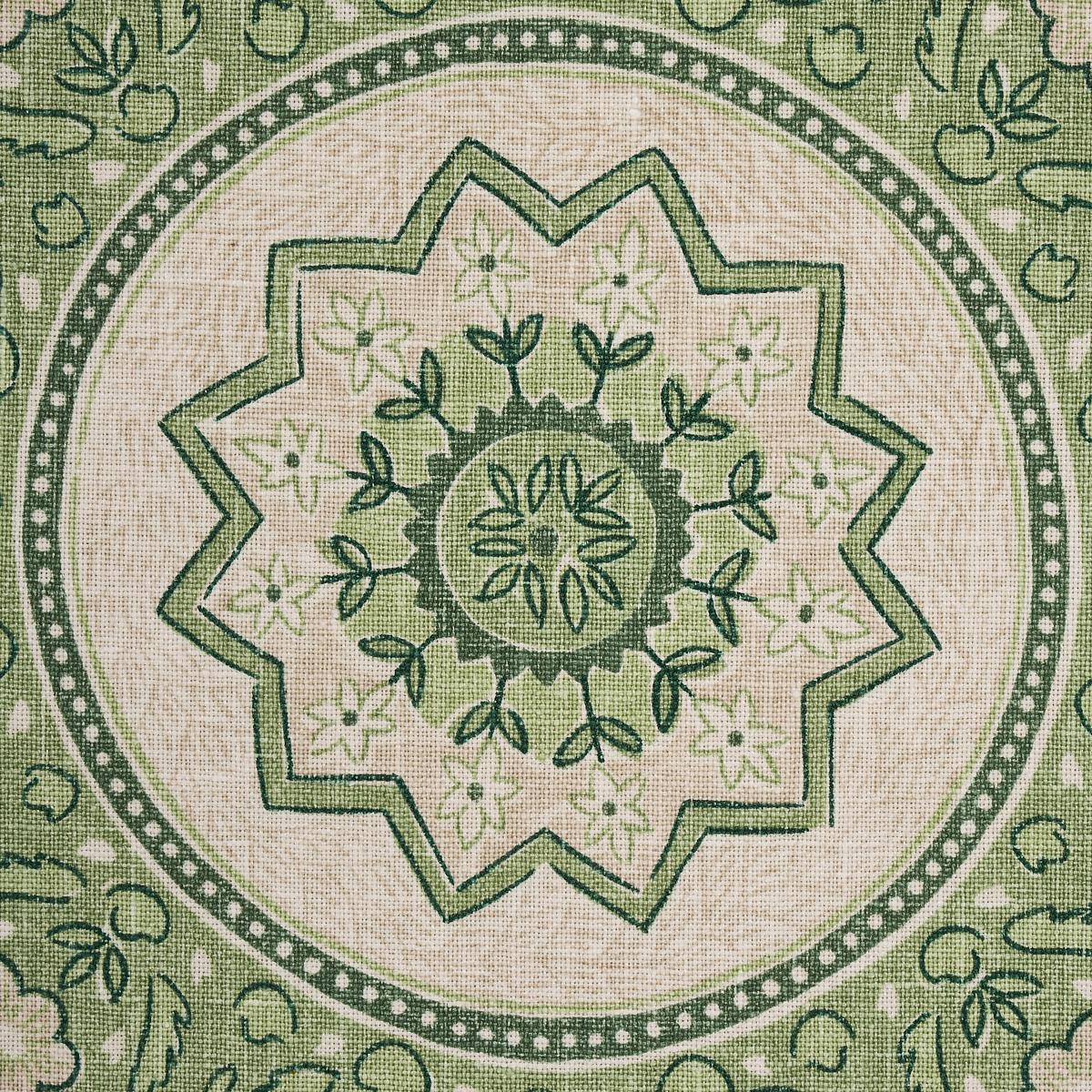 Schumacher Montecito Medallion Leaf Green Fabric
