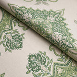 Schumacher Montecito Medallion Leaf Green Fabric