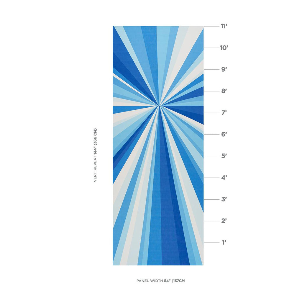 Schumacher Sunbeam Print Indoor/Outdoor Panel Horizon Blue Fabric