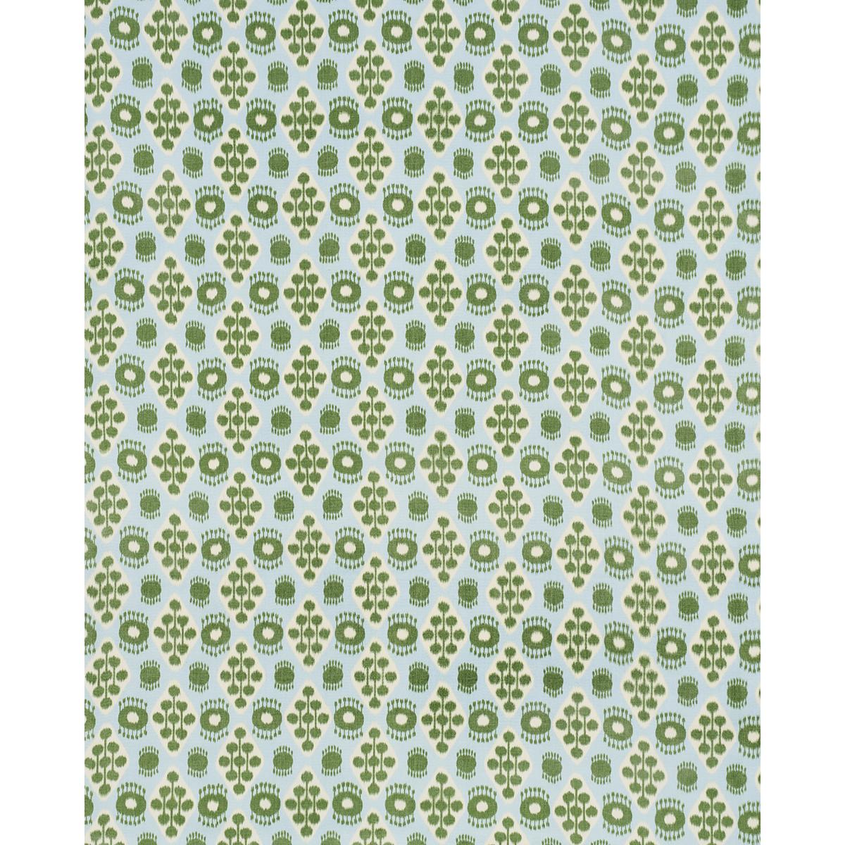 Schumacher Hamilton Ikat Blue And Leaf Fabric