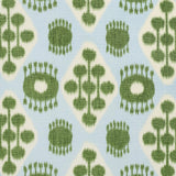 Schumacher Hamilton Ikat Blue And Leaf Fabric