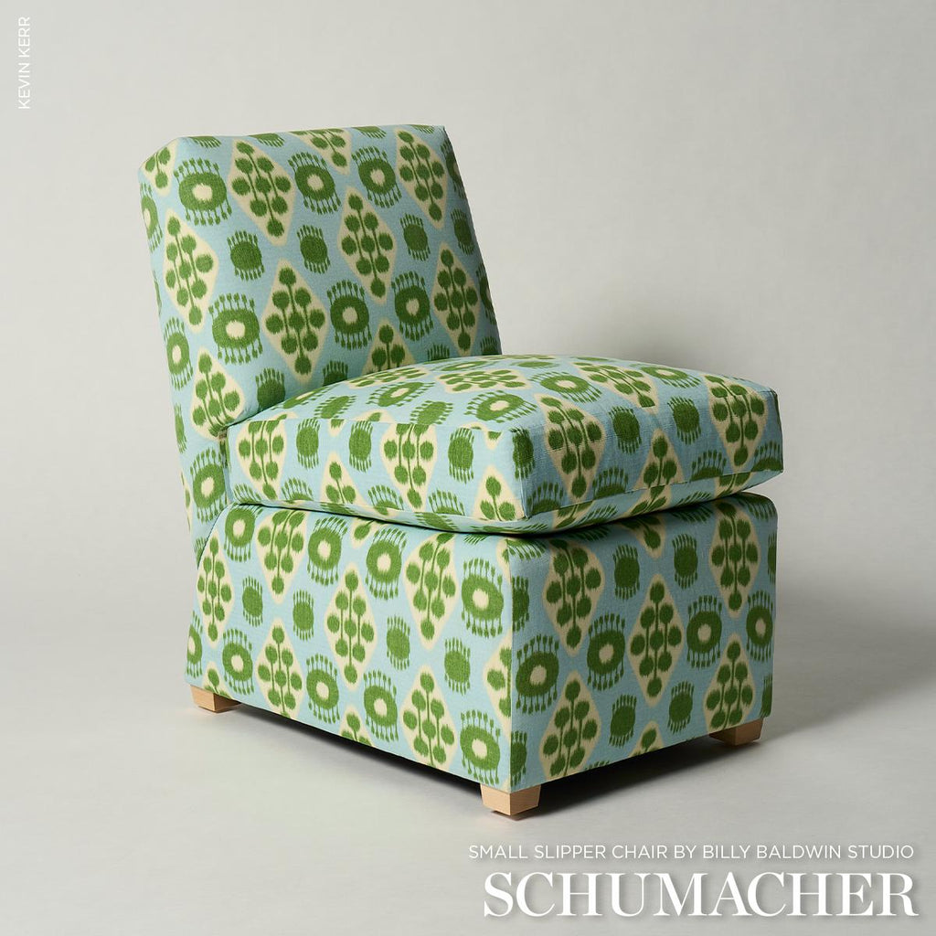 Schumacher Hamilton Ikat Blue And Leaf Fabric
