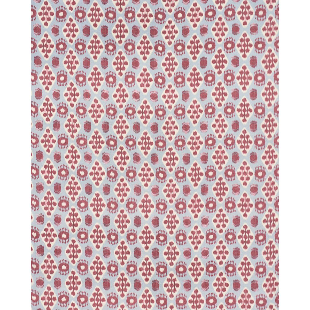 Schumacher Hamilton Ikat Sky And Cherry Fabric