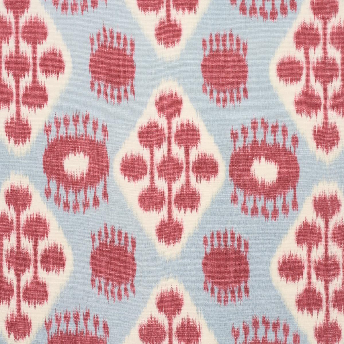 Schumacher Hamilton Ikat Sky And Cherry Fabric