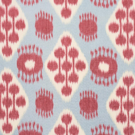 Schumacher Hamilton Ikat Sky And Cherry Fabric