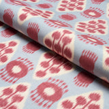 Schumacher Hamilton Ikat Sky And Cherry Fabric