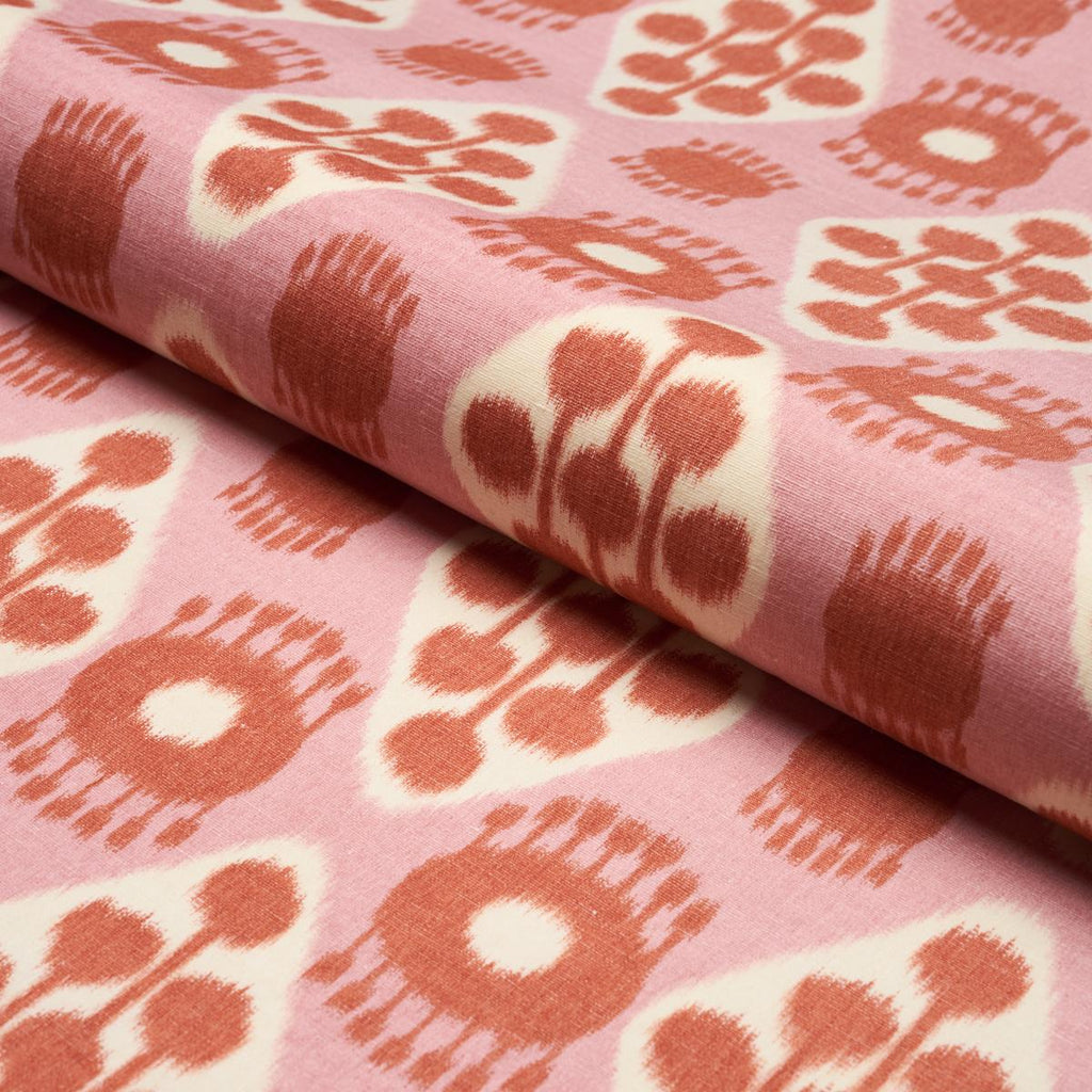 Schumacher Hamilton Ikat Pink And Tangerine Fabric