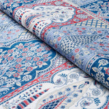 Schumacher Barra Palace Indigo & Crimson Fabric