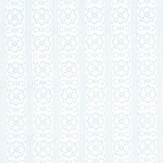 Schumacher Sunda Hand Blocked Print Sky Fabric