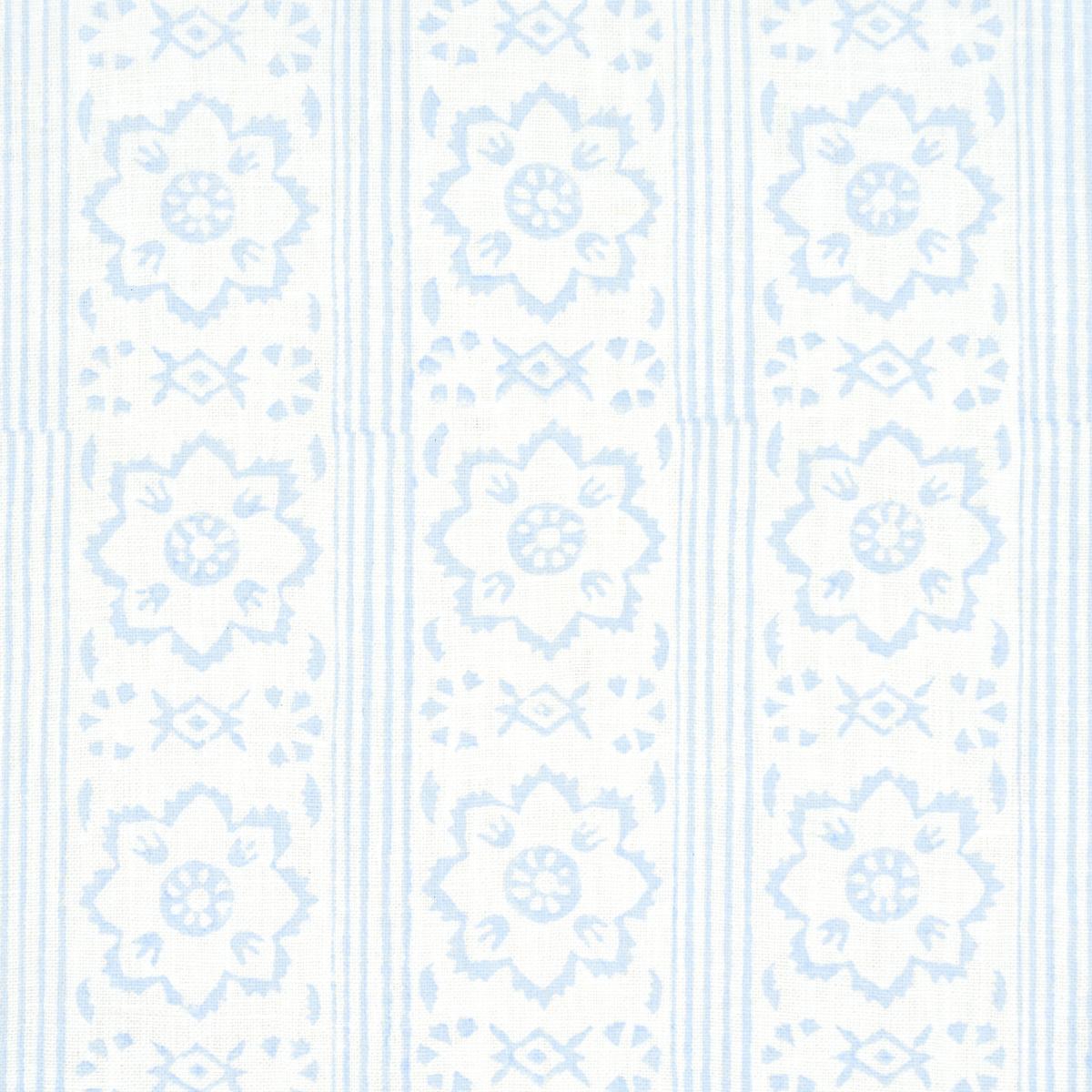 Schumacher Sunda Hand Blocked Print Sky Fabric