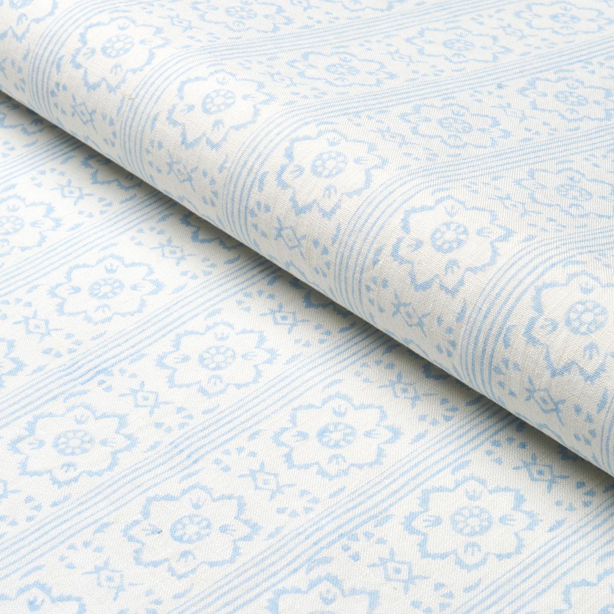 Schumacher Sunda Hand Blocked Print Sky Fabric
