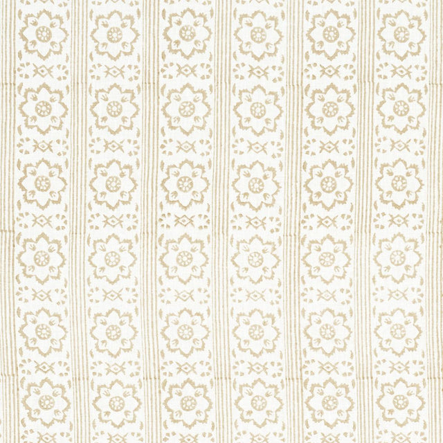 Schumacher Sunda Hand Blocked Print Neutral Fabric