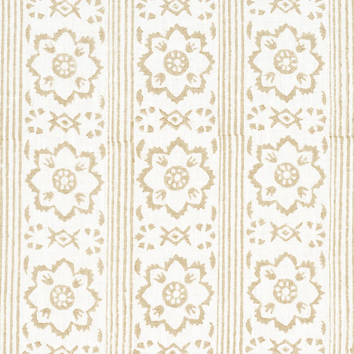 Schumacher Sunda Hand Blocked Print Neutral Fabric
