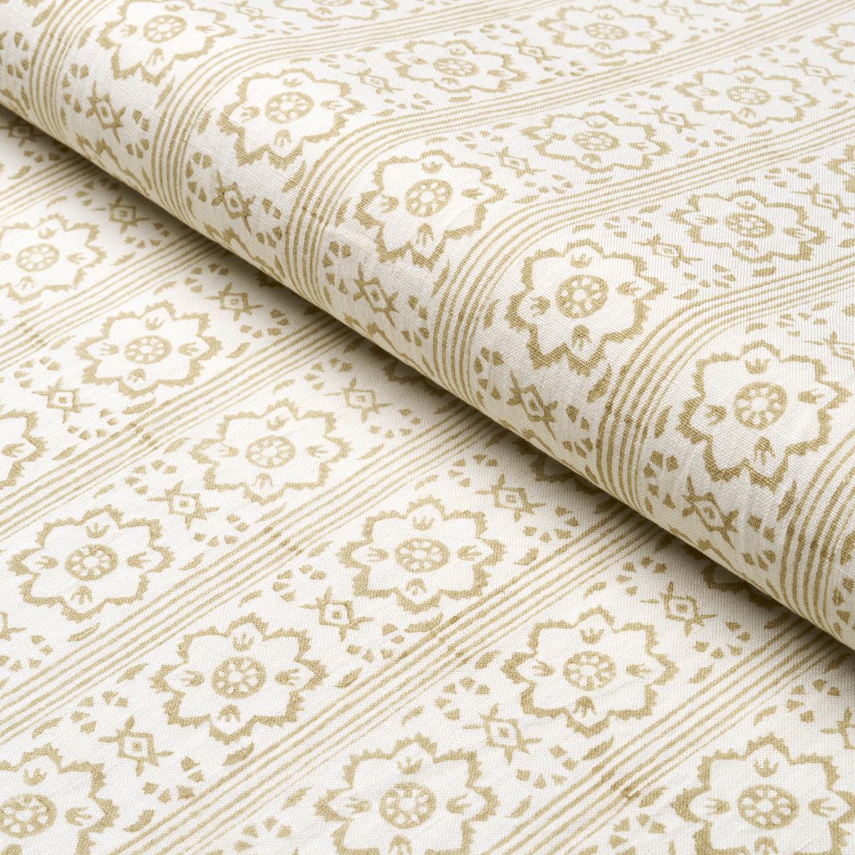 Schumacher Sunda Hand Blocked Print Neutral Fabric