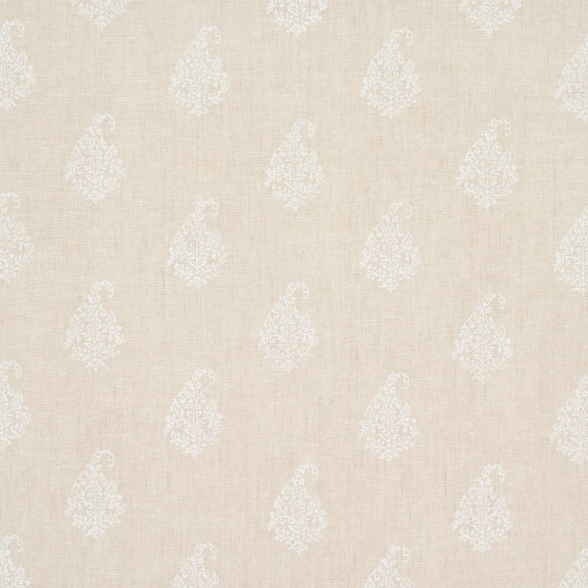 Schumacher Kerala Paisley White On Neutral Fabric