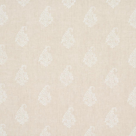 Schumacher Kerala Paisley White On Neutral Fabric