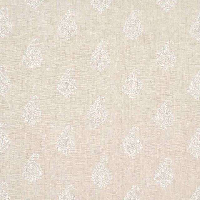 Schumacher Kerala Paisley White On Neutral Fabric