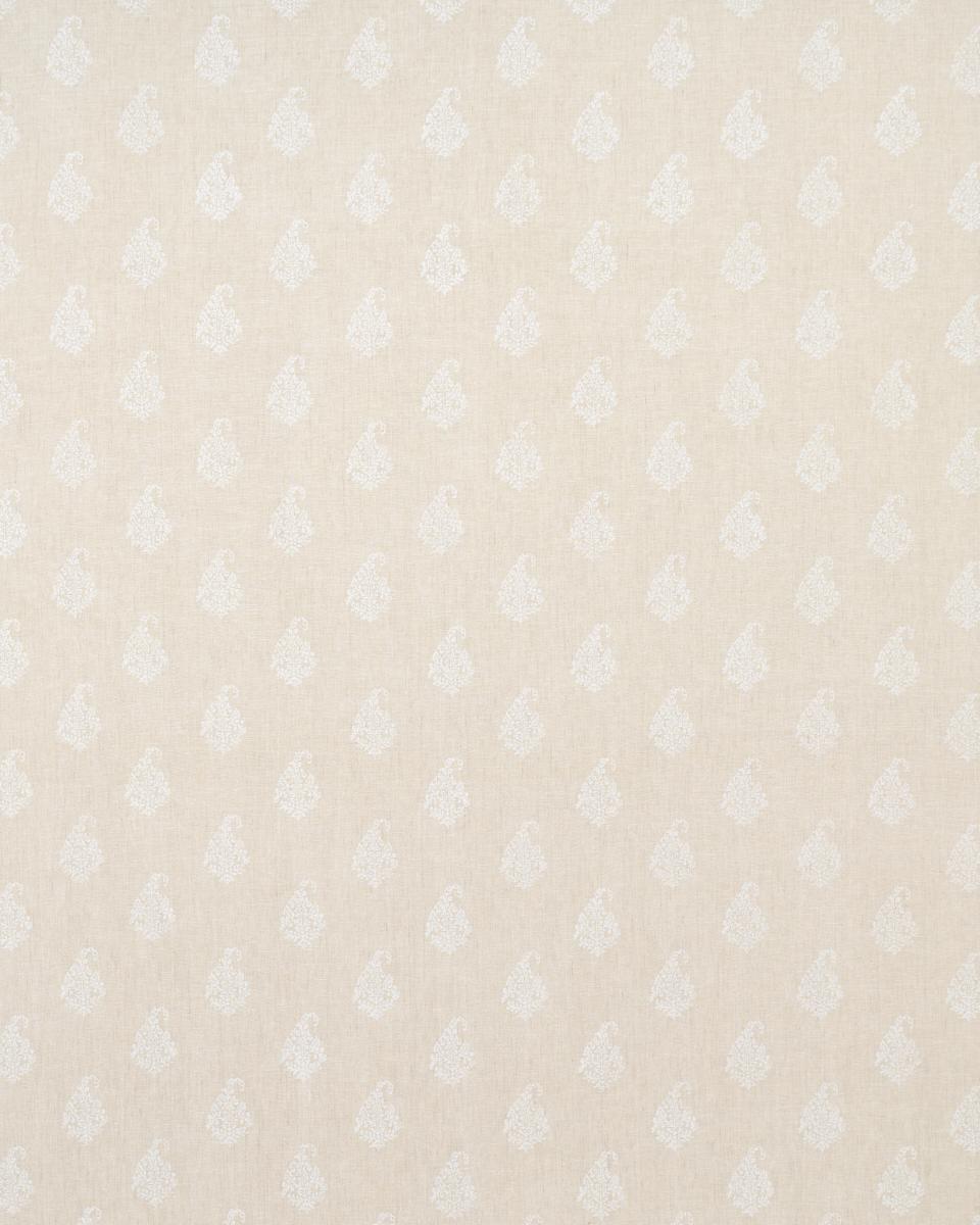 Schumacher Kerala Paisley White On Neutral Fabric