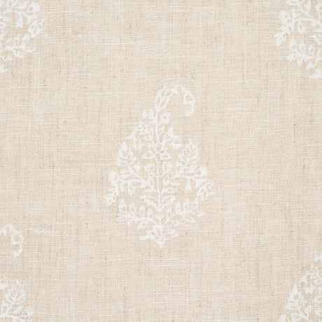 Schumacher Kerala Paisley White On Neutral Fabric
