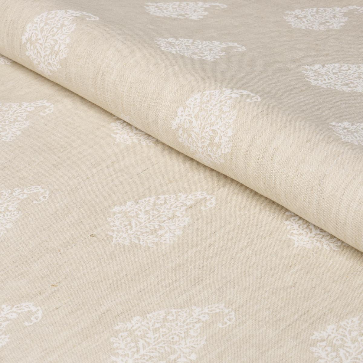 Schumacher Kerala Paisley White On Neutral Fabric
