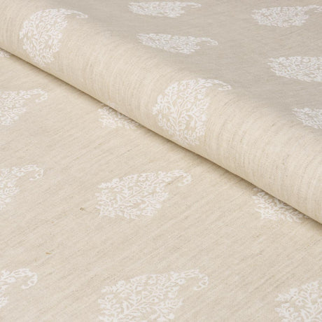 Schumacher Kerala Paisley White On Neutral Fabric