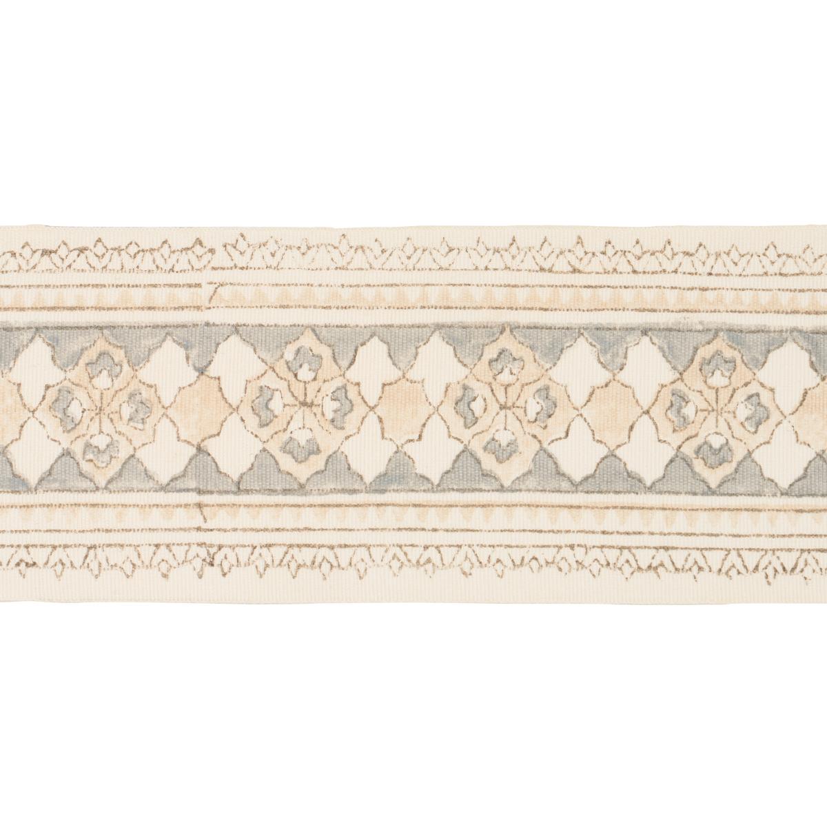 Schumacher Sand & Grey Amira Hand Block Printed Tape