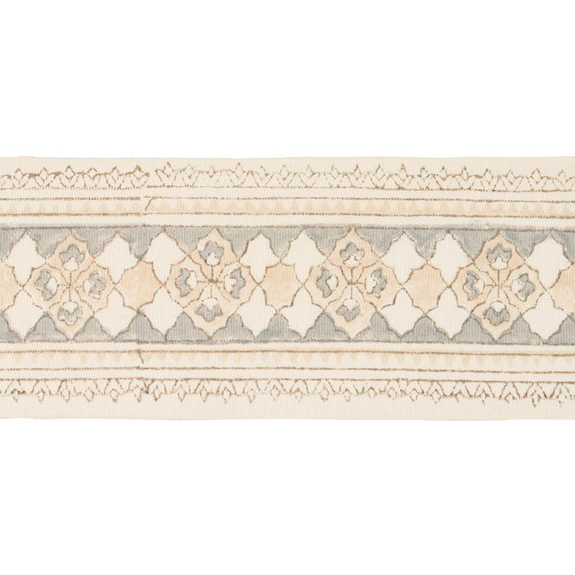 Schumacher Sand & Grey Amira Hand Block Printed Tape