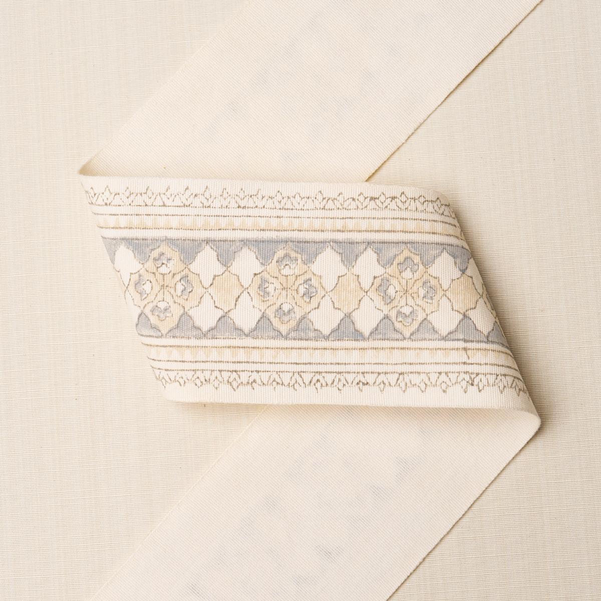 Schumacher Sand & Grey Amira Hand Block Printed Tape