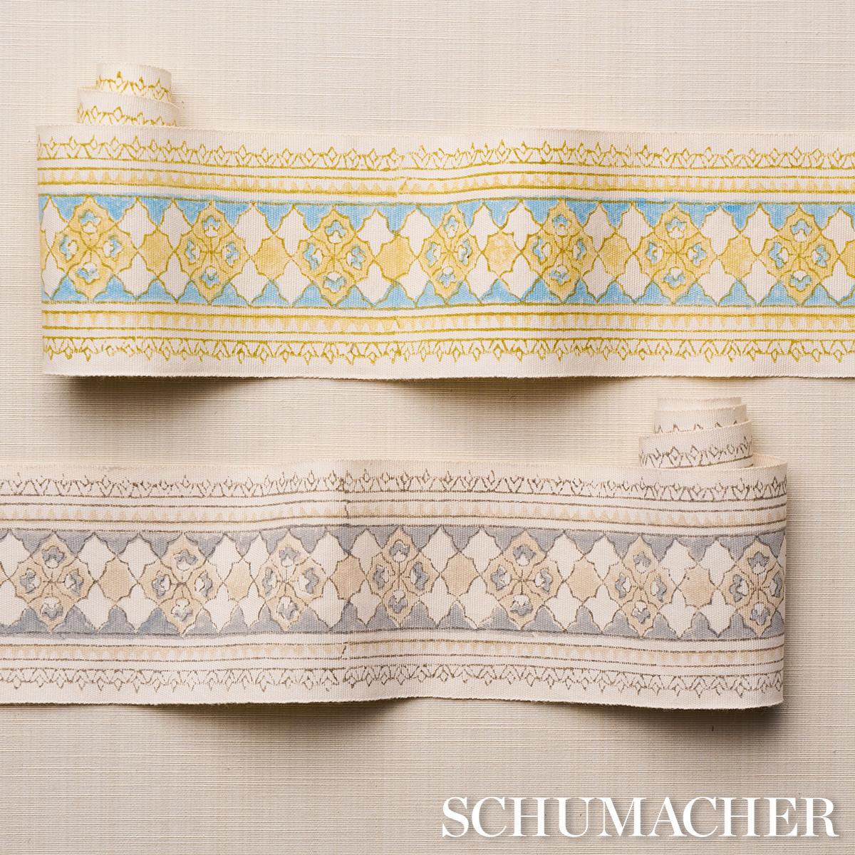 Schumacher Sand & Grey Amira Hand Block Printed Tape