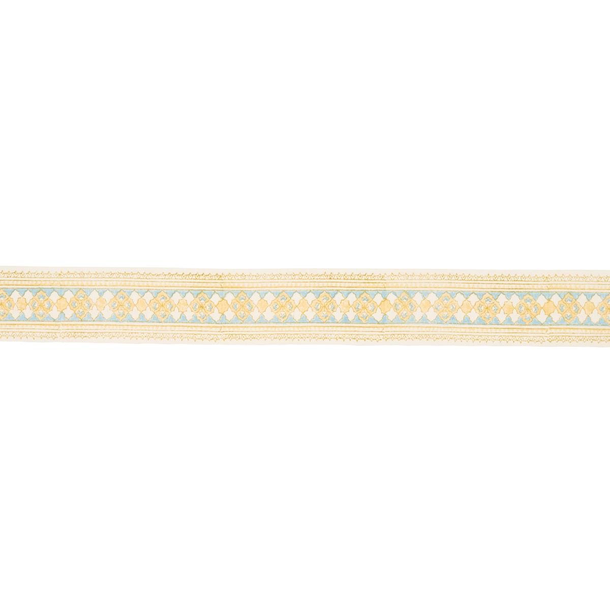 Schumacher Yellow & Aqua Amira Hand Block Printed Tape