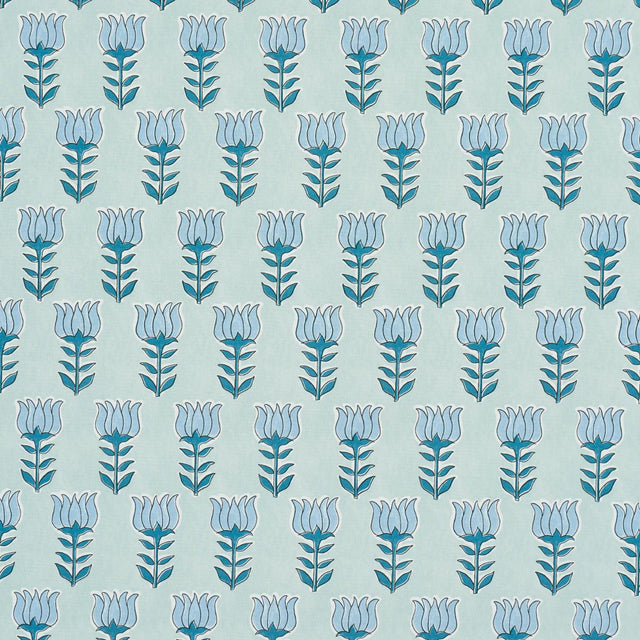 Schumacher Mia Tulip Mineral & Blue Fabric