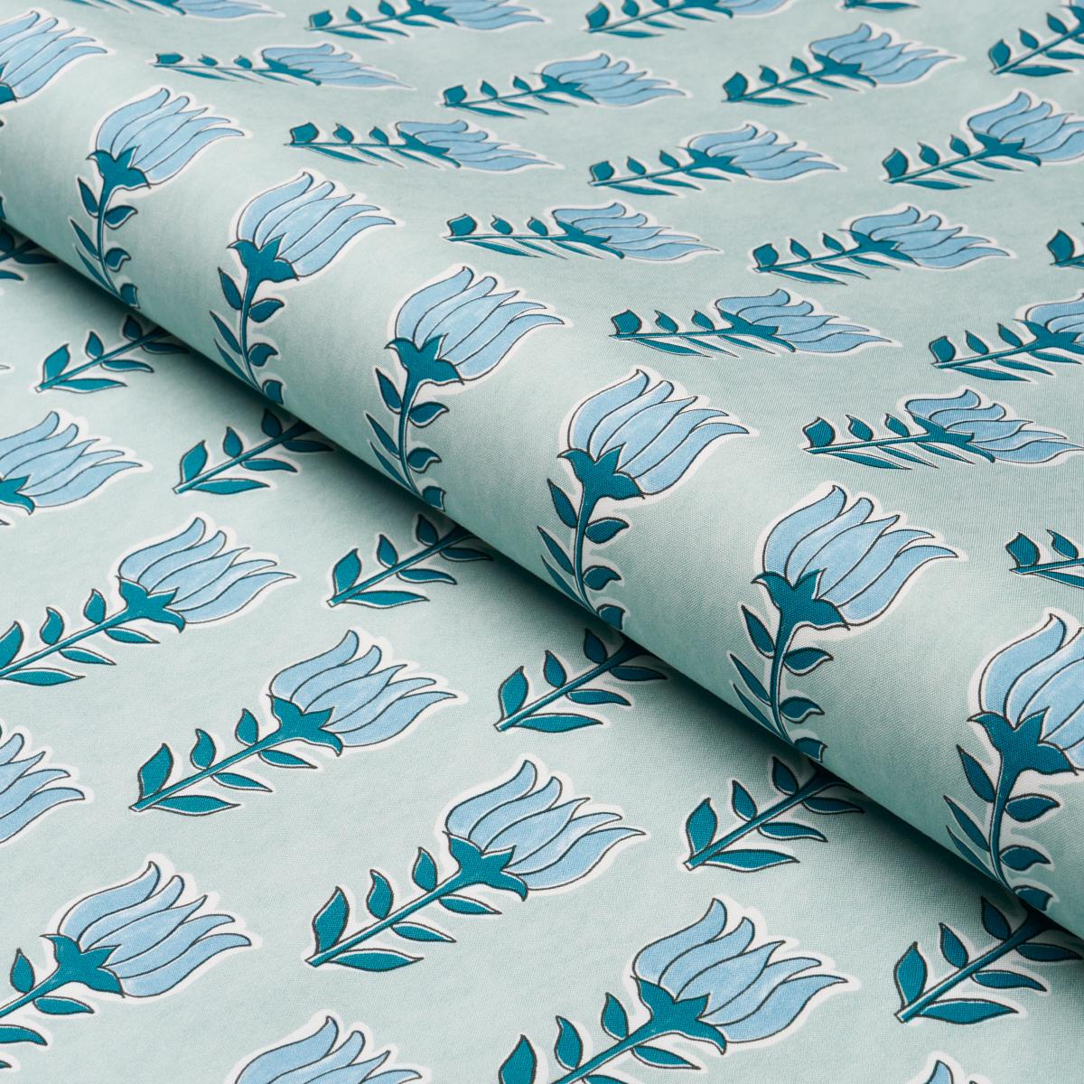 Schumacher Mia Tulip Mineral & Blue Fabric