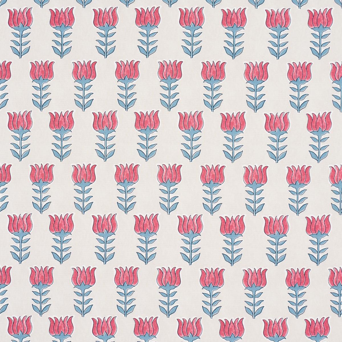 Schumacher Mia Tulip Delft & Crimson Fabric