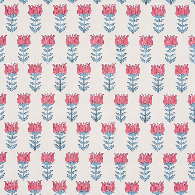 Schumacher Mia Tulip Delft & Crimson Fabric