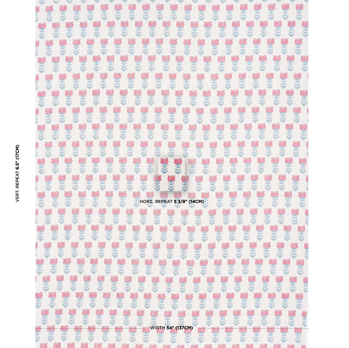 Schumacher Mia Tulip Delft & Crimson Fabric