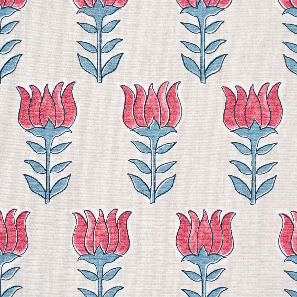 Schumacher Mia Tulip Delft & Crimson Fabric