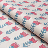 Schumacher Mia Tulip Delft & Crimson Fabric