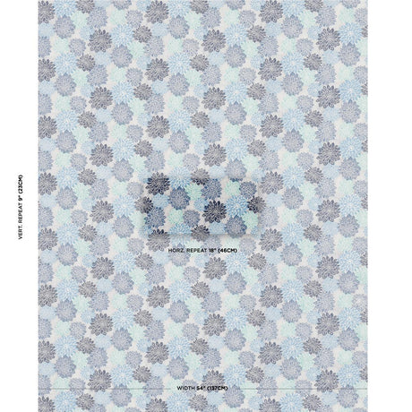 Schumacher Dahlia Hand Block Print Blues Fabric