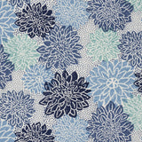 Schumacher Dahlia Hand Block Print Blues Fabric