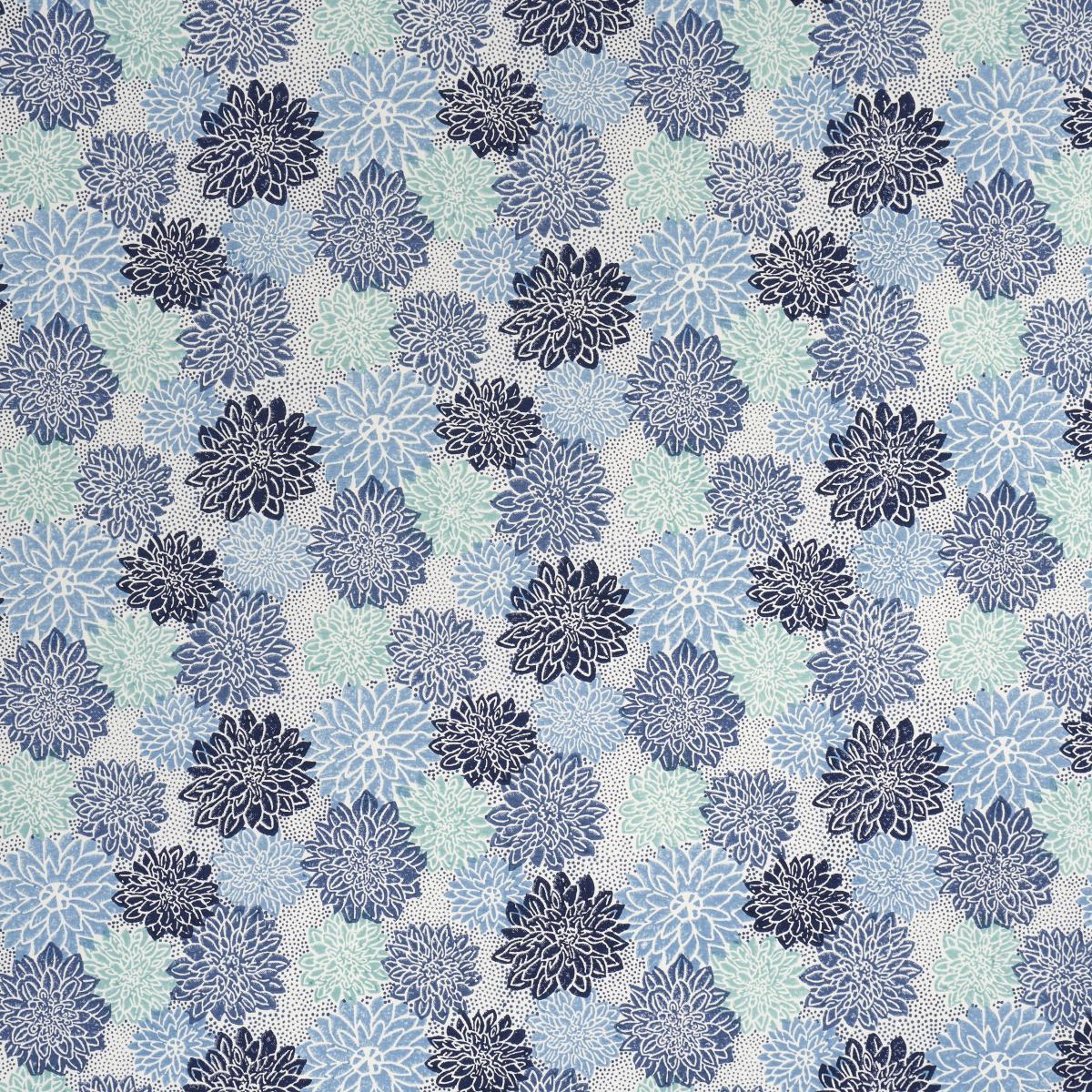 Schumacher Dahlia Hand Block Print Blues Fabric