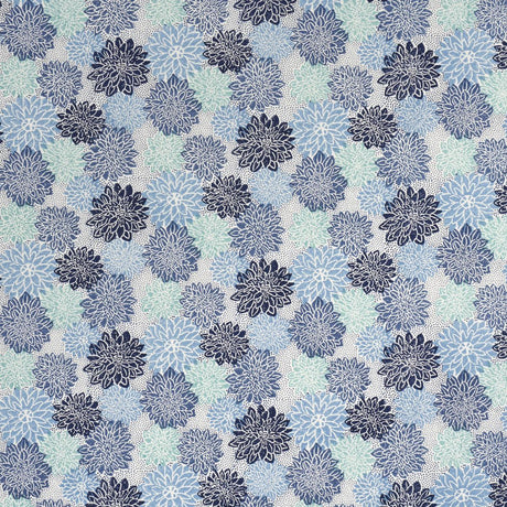 Schumacher Dahlia Hand Block Print Blues Fabric