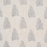Schumacher Peacock Linen Hand Blocked Print Navy & Flax Fabric