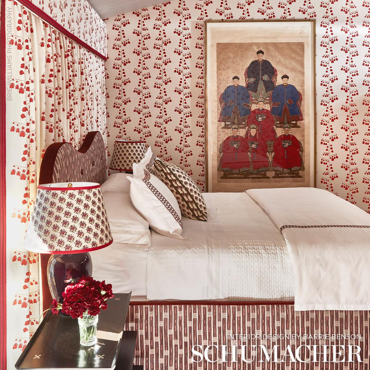 Schumacher Bleeding Hearts Red Fabric