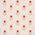 Schumacher Forget Me Nots Red On Pink Fabric