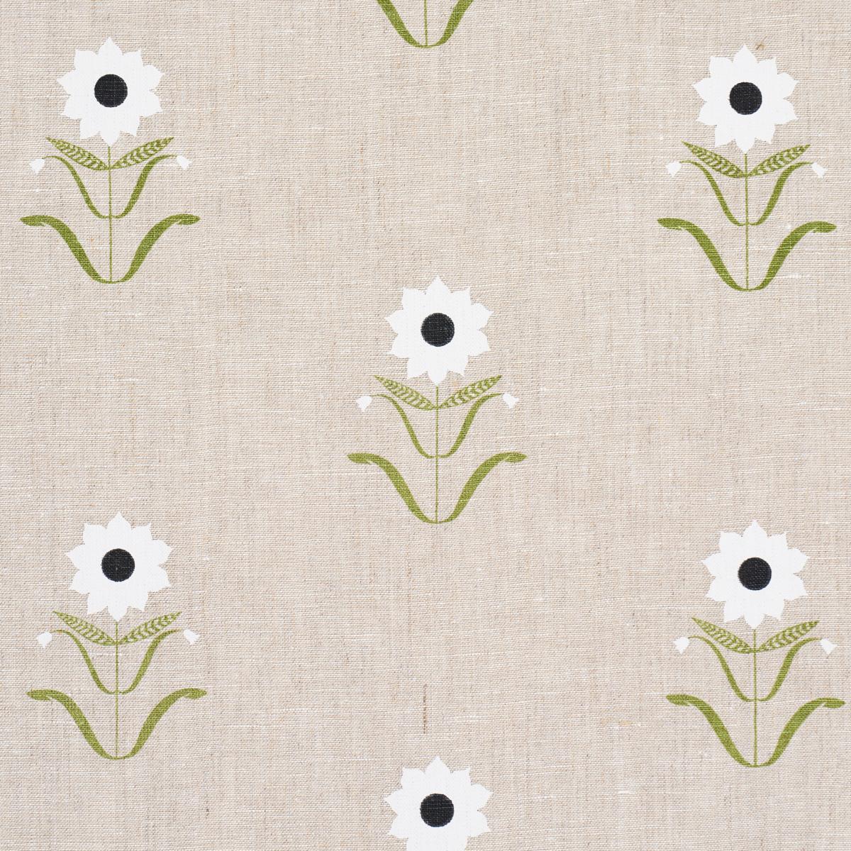 Schumacher Forget Me Nots White On Linen Fabric