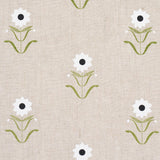 Schumacher Forget Me Nots White On Linen Fabric